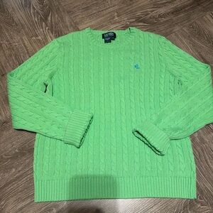 Ralph Lauren Women’s Green Cable Knit Sweater Size M